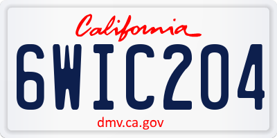 CA license plate 6WIC204