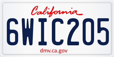 CA license plate 6WIC205