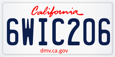 CA license plate 6WIC206