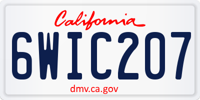 CA license plate 6WIC207