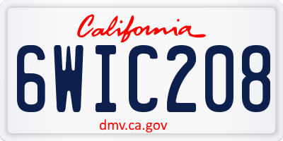 CA license plate 6WIC208