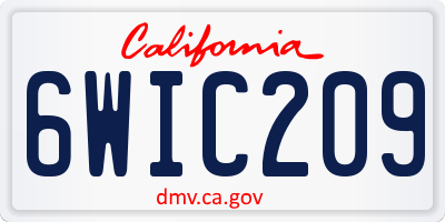 CA license plate 6WIC209