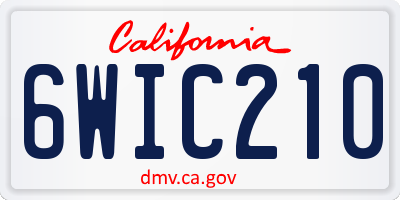 CA license plate 6WIC210