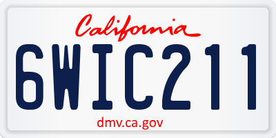 CA license plate 6WIC211