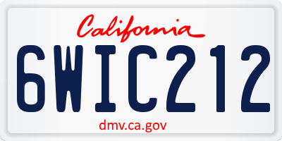 CA license plate 6WIC212