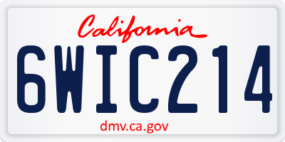 CA license plate 6WIC214