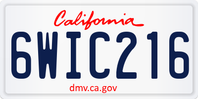 CA license plate 6WIC216