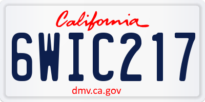 CA license plate 6WIC217