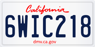 CA license plate 6WIC218