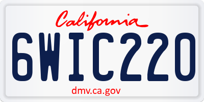 CA license plate 6WIC220