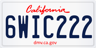 CA license plate 6WIC222