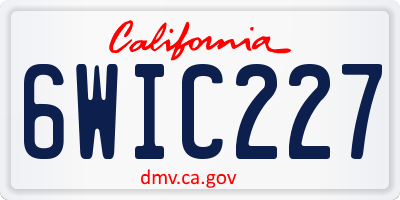 CA license plate 6WIC227