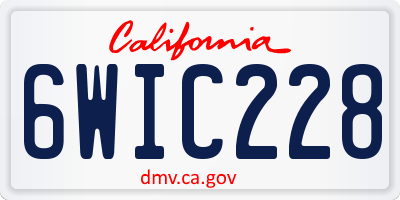 CA license plate 6WIC228