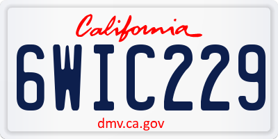 CA license plate 6WIC229