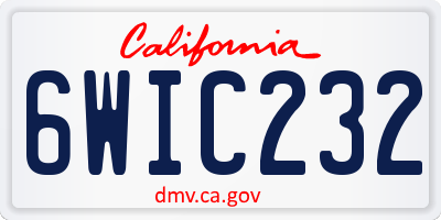 CA license plate 6WIC232