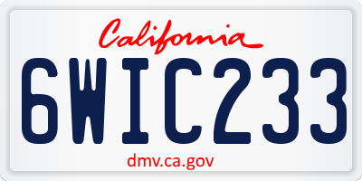 CA license plate 6WIC233
