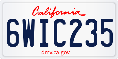 CA license plate 6WIC235
