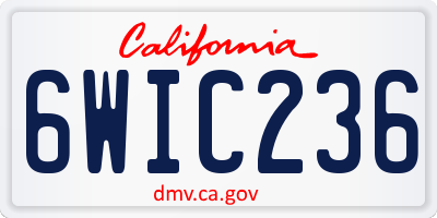 CA license plate 6WIC236