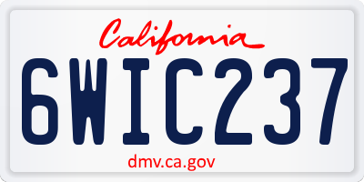 CA license plate 6WIC237