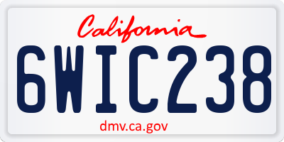 CA license plate 6WIC238