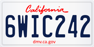 CA license plate 6WIC242