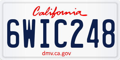 CA license plate 6WIC248