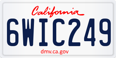 CA license plate 6WIC249