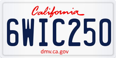 CA license plate 6WIC250