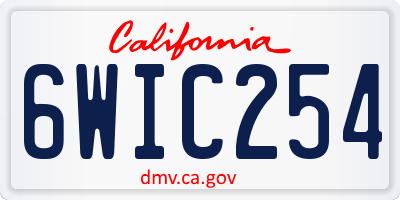 CA license plate 6WIC254