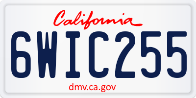 CA license plate 6WIC255