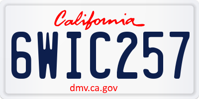 CA license plate 6WIC257