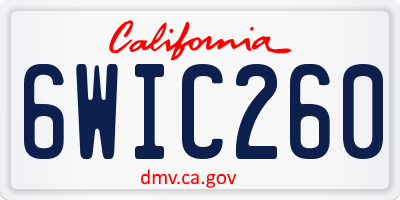 CA license plate 6WIC260