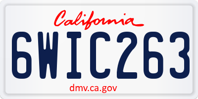 CA license plate 6WIC263