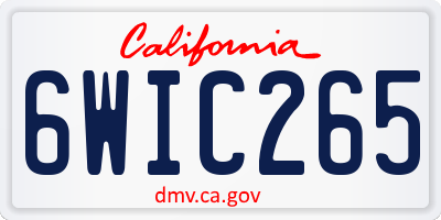 CA license plate 6WIC265