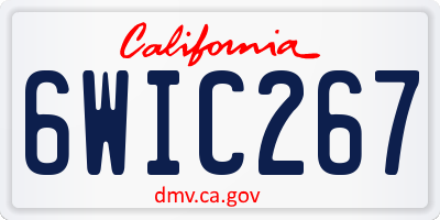 CA license plate 6WIC267
