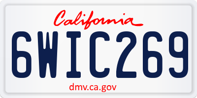 CA license plate 6WIC269