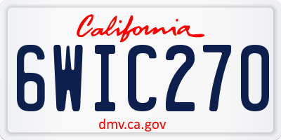 CA license plate 6WIC270