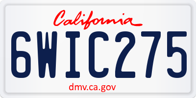 CA license plate 6WIC275