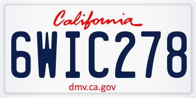 CA license plate 6WIC278