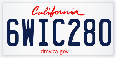 CA license plate 6WIC280