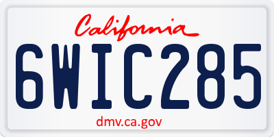 CA license plate 6WIC285