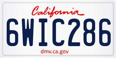CA license plate 6WIC286