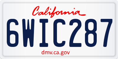 CA license plate 6WIC287