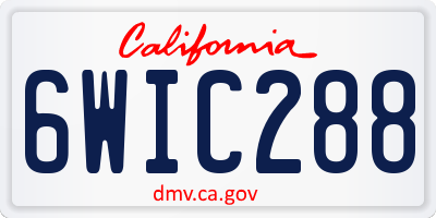 CA license plate 6WIC288