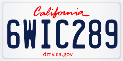CA license plate 6WIC289