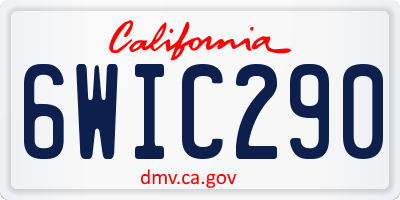CA license plate 6WIC290