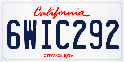 CA license plate 6WIC292