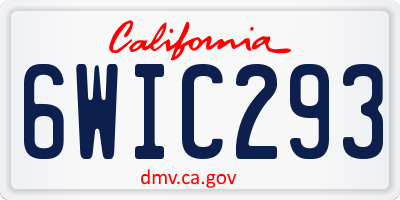CA license plate 6WIC293