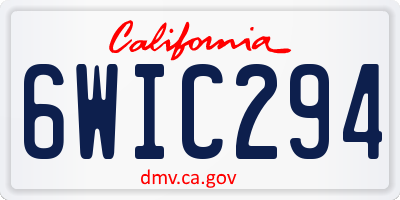CA license plate 6WIC294