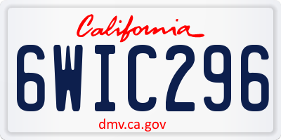 CA license plate 6WIC296